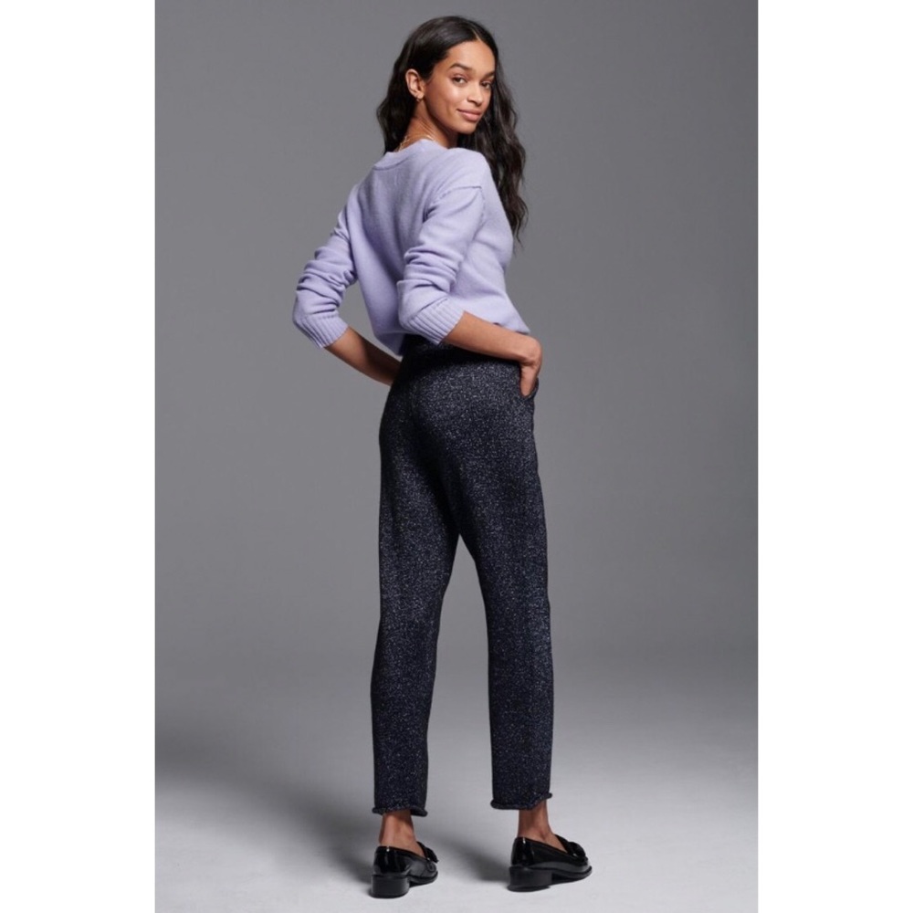 NWT ANTHROPOLOGIE TOULOUSE KNIT PANTS IN NAVY - Picture 4 of 7